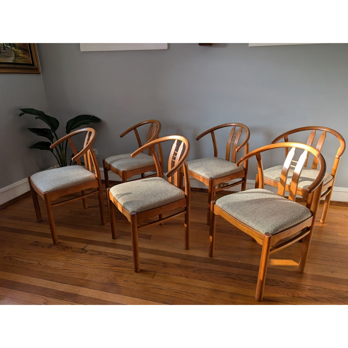 Set of 6 Danish Modern Teak Bullhorn Dining Chairs – Mid-Century Design — additional view 8