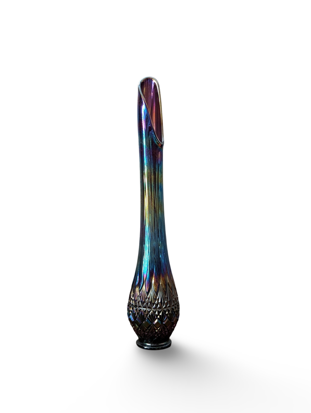 Rare 16" Vintage Mid Century Modern Amethyst Swung Carnival Glass by OVG Fenton — additional view 2