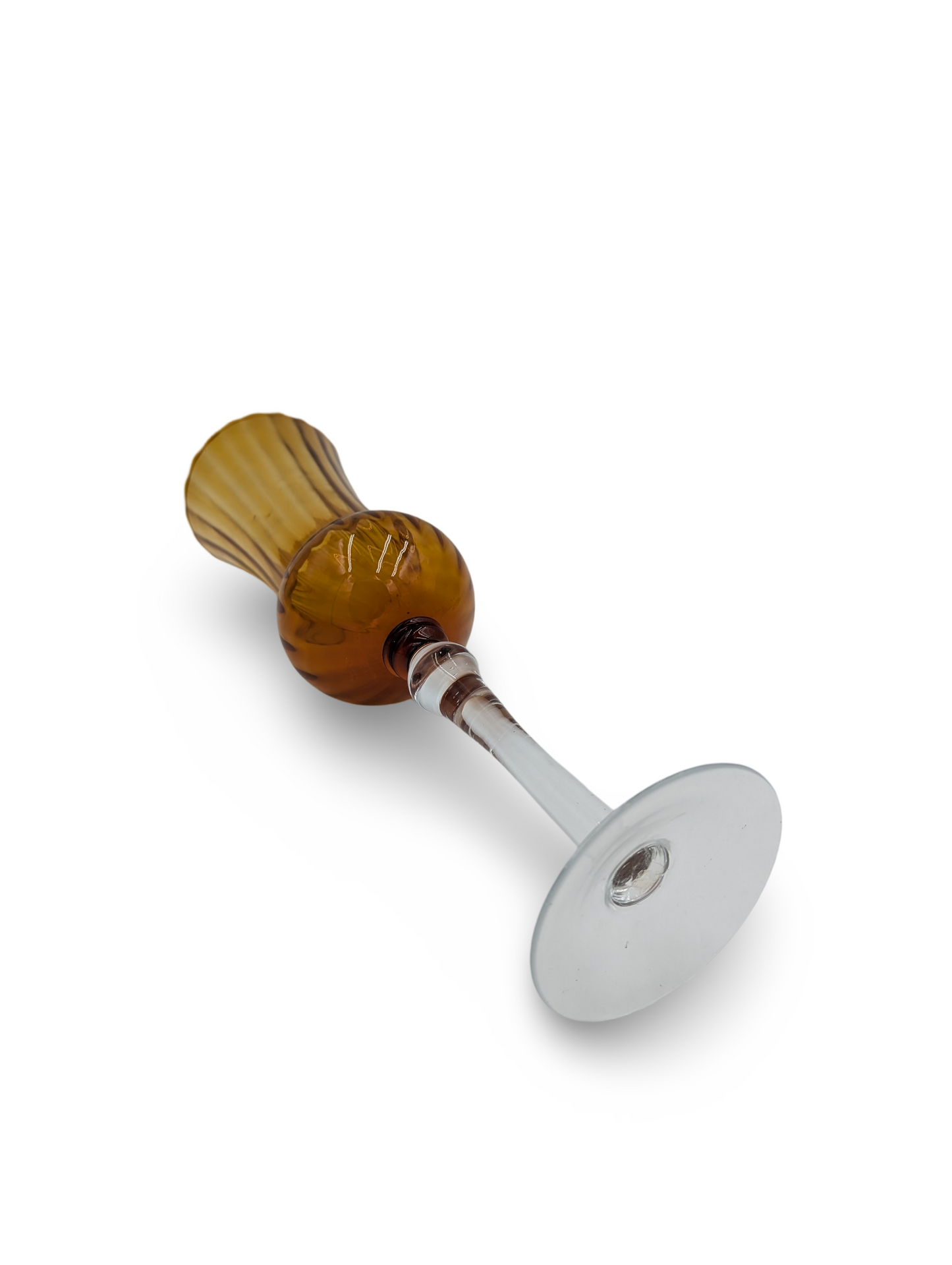 Tall Italian Art Glass Empoli Amber Goblet – 15.75" Tall