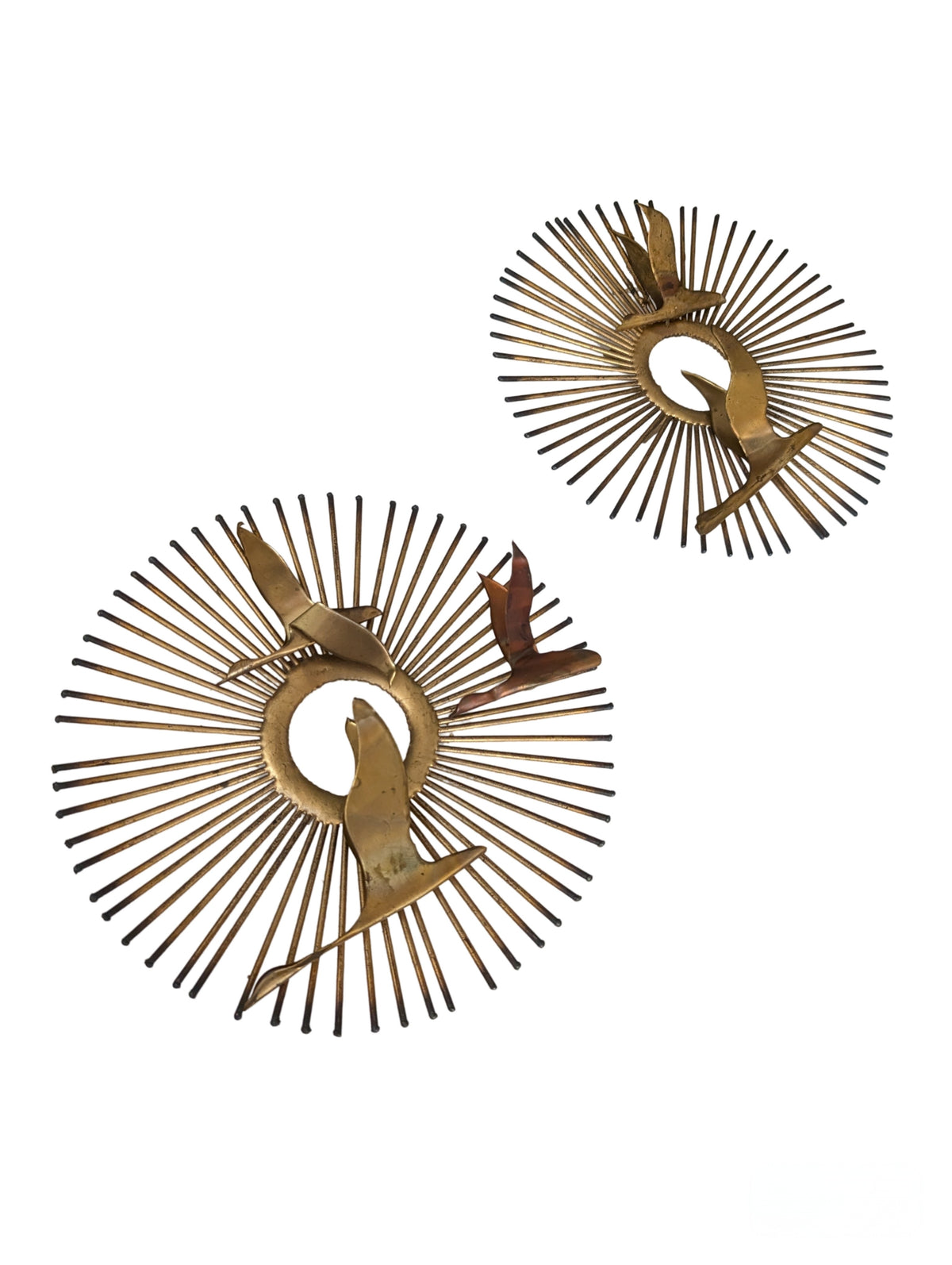 Set of 2 Vintage Mid-Century Modern Curtis Jere Birds in Flight Wall Sculptures – 10.25" Diameter — additional view 4