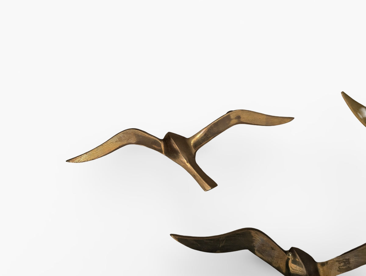 Collection of 3 Vintage Mid Century Modern Brass Bird Wall Art Birds — additional view 3