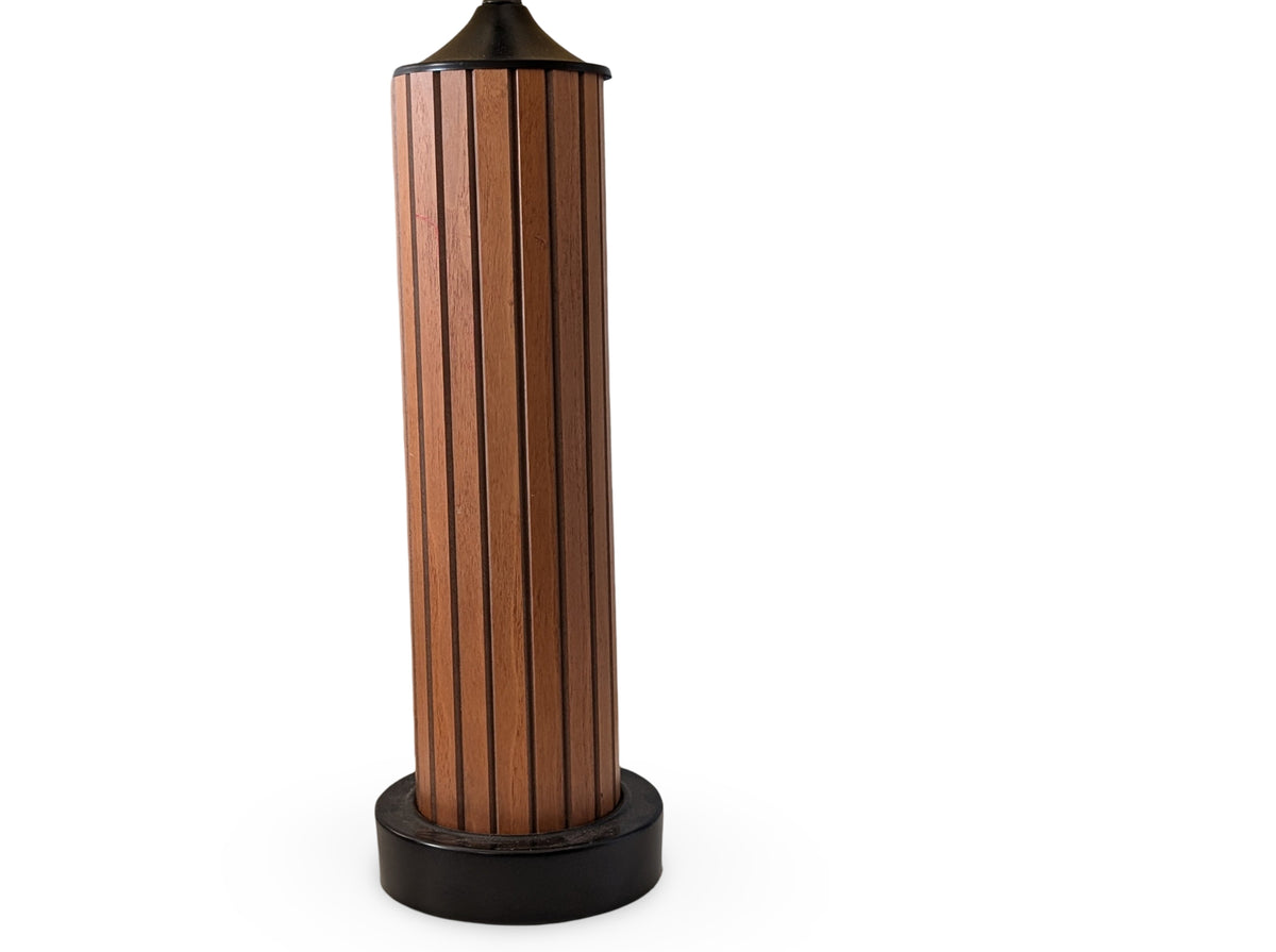 Mid Century Modern Golden Brown Walnut & Black Accent Table Lamp — additional view 5