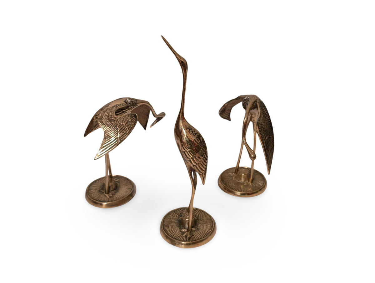 Set of 3 Vintage Mid-Century Modern Egrets Statues — additional view 4