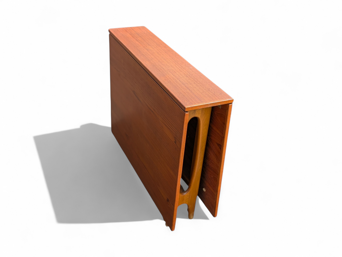 Vintage Danish Modern Mid-Century Teak Drop-Leaf Folding Table - Image 5