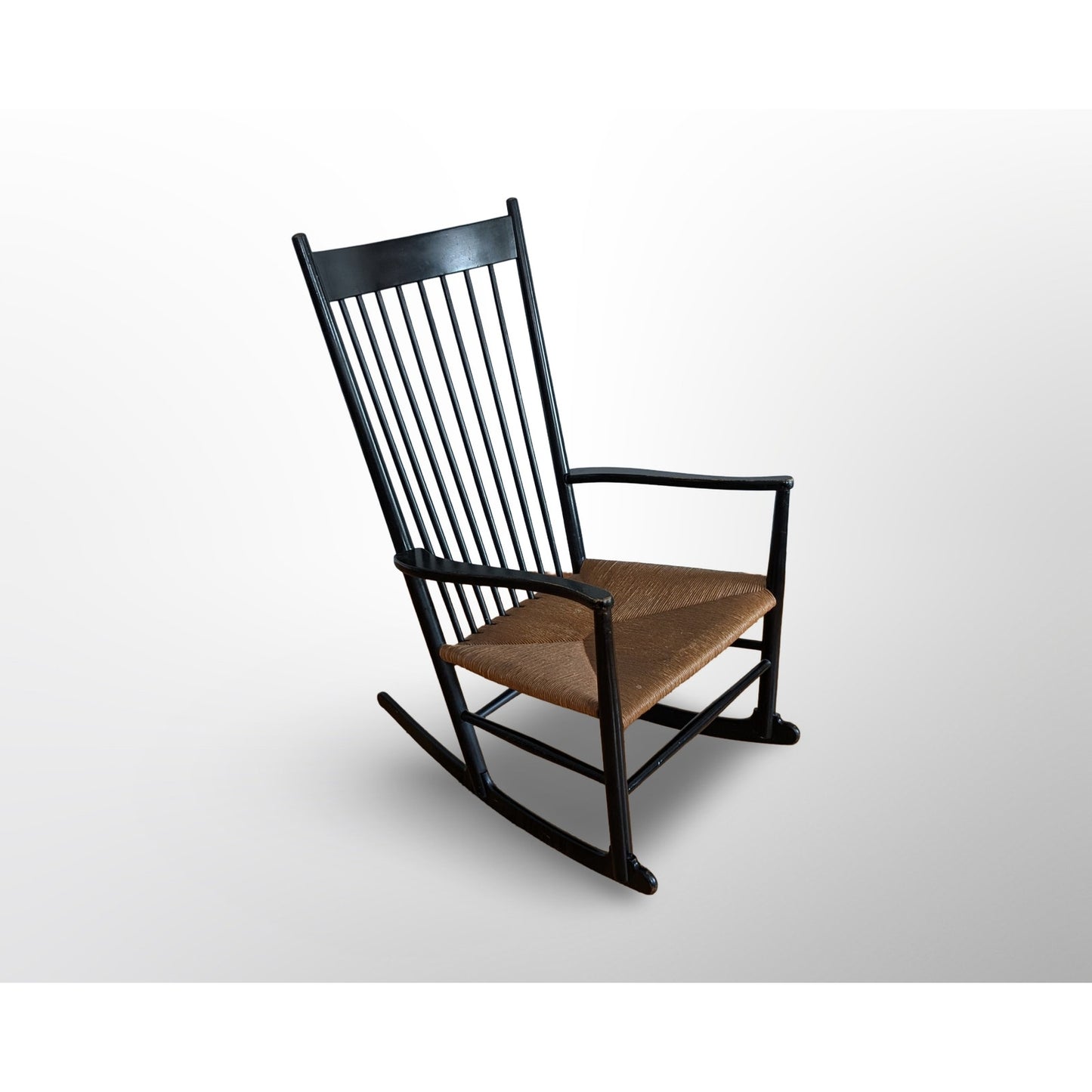 Hans Wegner J16 Rocking Chair Danish Modern Black Lacquer Made in Denmark