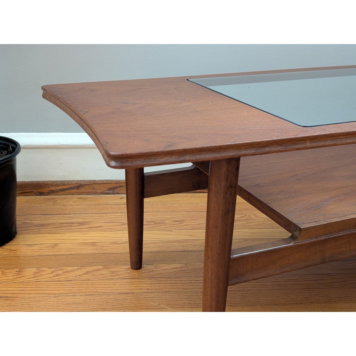 Vintage Mid Century Modern Teak and Glass Coffee Table