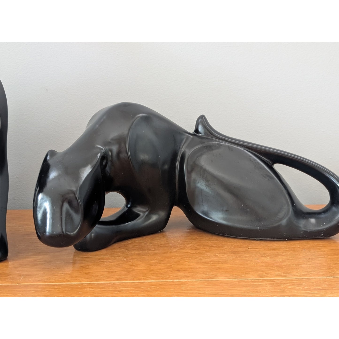 Pair of Large Vintage Ceramic Black Panthers by Jaru