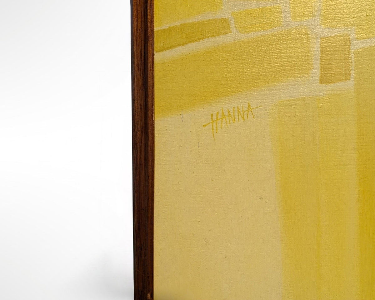 Vintage Geometric Abstract Oil Painting Signed HANNA Wood Framed 32 x 32