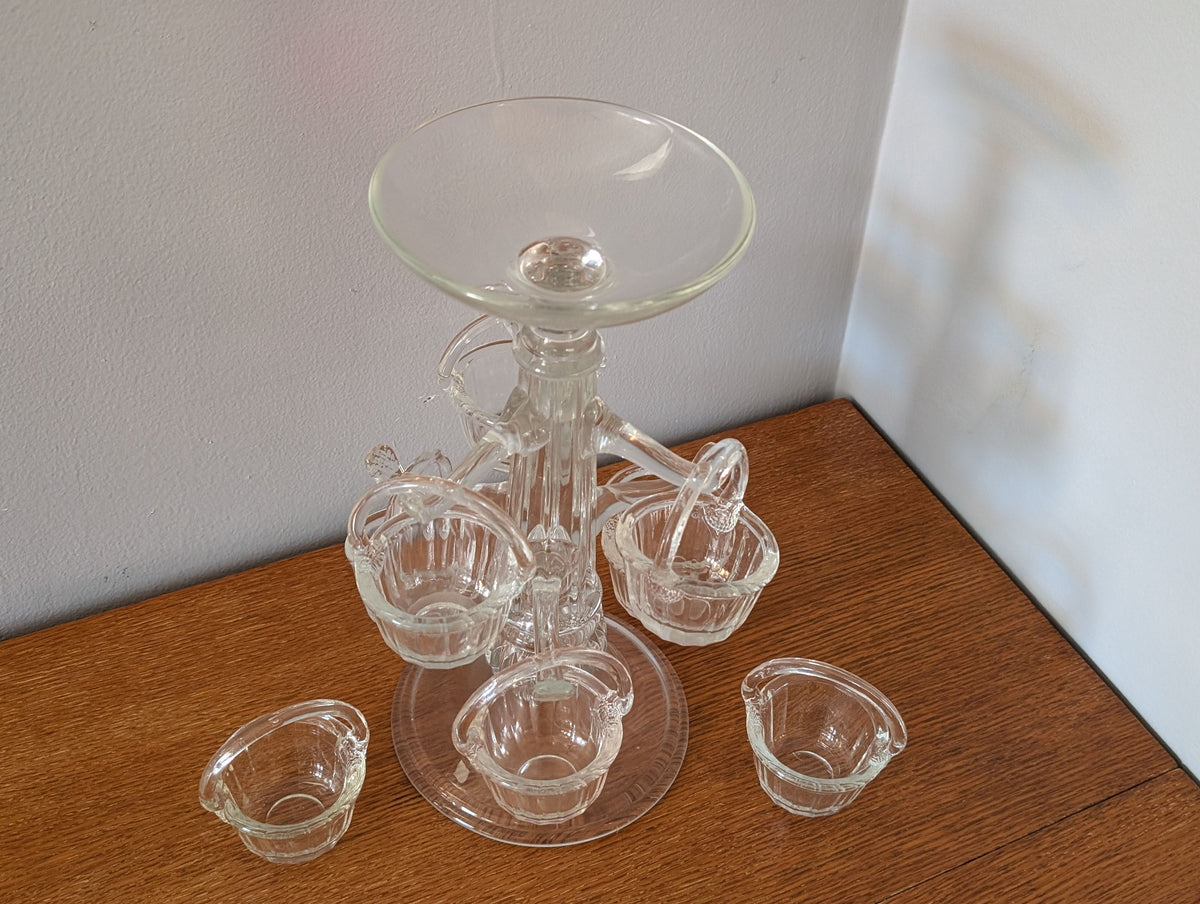 "Archimede Seguso style vintage Murano molded glass sweetmeat tree, Italian mid-century art glass compote"