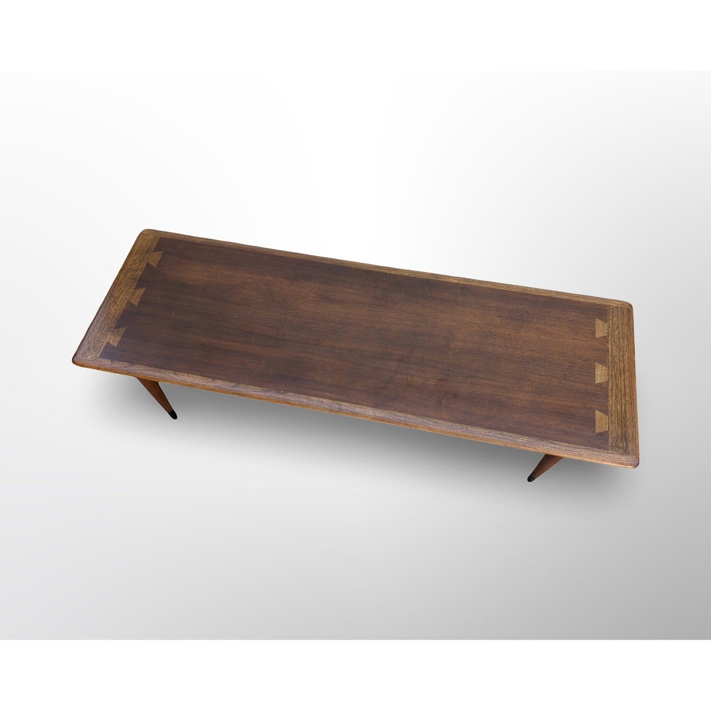 Lane Acclaim walnut coffee table with dovetail inlay mid century modern rectangular cocktail table