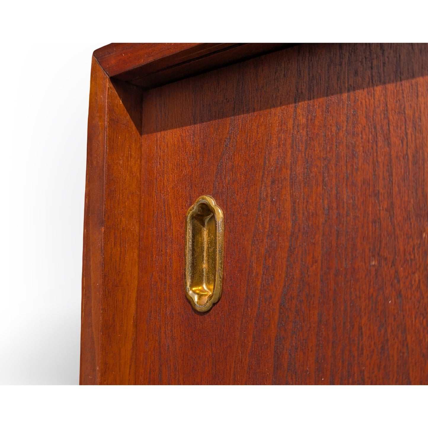 Mid century modern walnut record cabinet with Asian modern minimalist design for vinyl storage