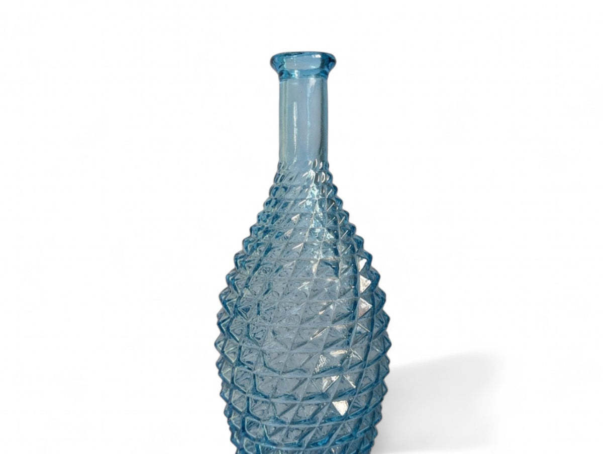 Vintage Mid Century Modern Empoli Rossini Blue Diamond Point Genie Bottle, 1960s - Image 4