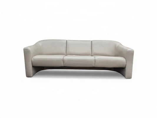 Milo Baughman gray leather three seater sofa for Thayer Coggin