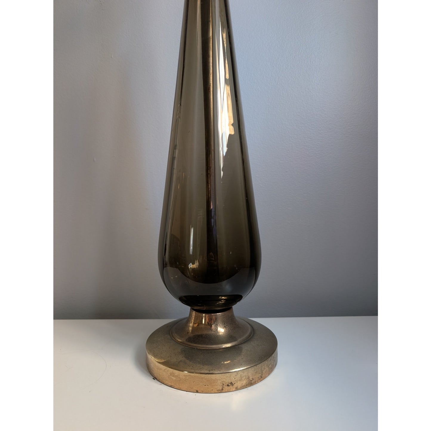 Vintage Mid-Century Modern Empoli Smoked Glass Table Lamp