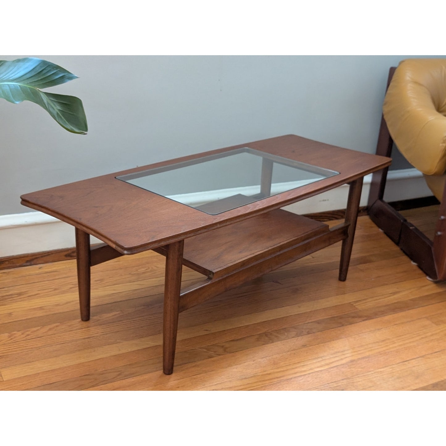 Vintage Mid Century Modern Teak and Glass Coffee Table
