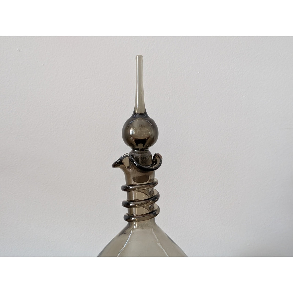 Rare Vintage Smoked Glass Genie Bottle Decanter – Swirl Neck Design — additional view 2