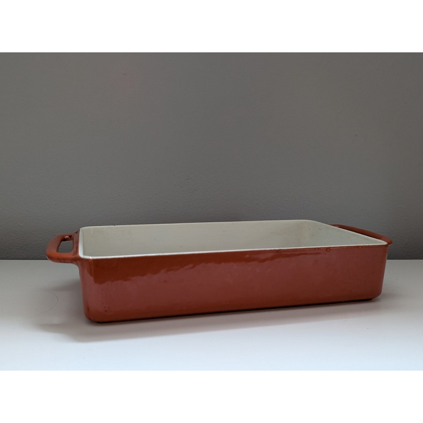 Vintage Michael Lax for Copco Orange Enamel Baking Pan, Mid-Century Modern