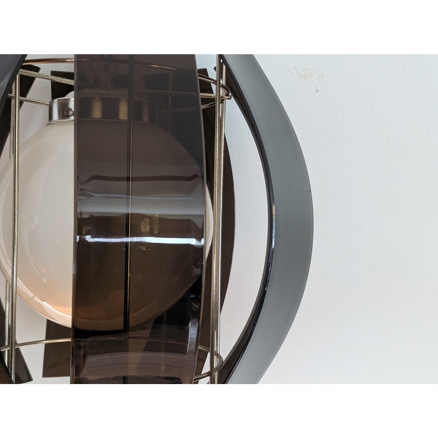 Vintage Smoked Lucite Swag Globe Pendant Light Mid Century Modern