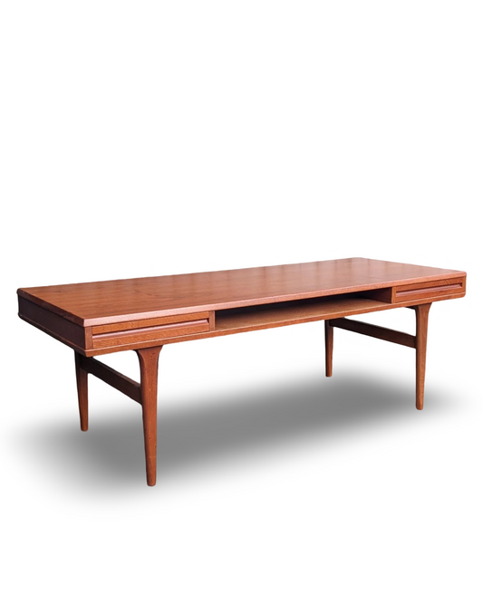 Rare Danish Modern Coffee Table with Double-Sided Drawers