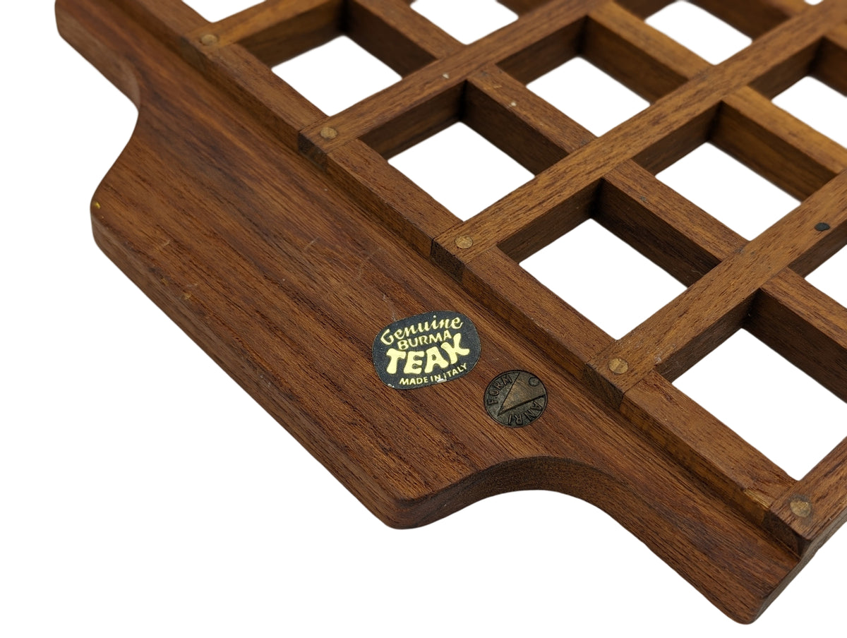 Vintage Mid Century Modern Teak Serving Tray/Trivet with Lattice Design – Made in Italy by Anri Form, 1960s — additional view 5