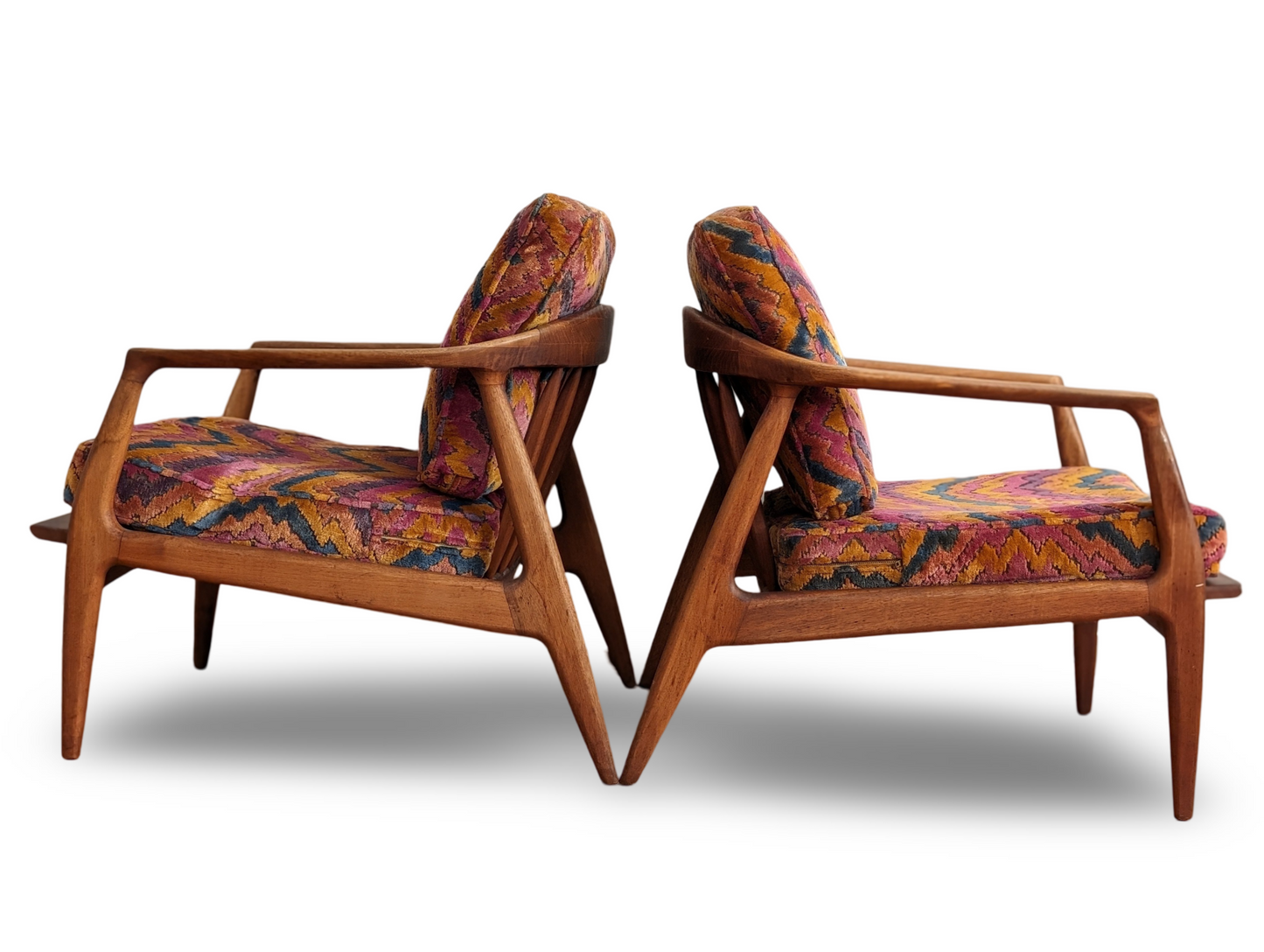 Pair of Mid Century Modern Milo Baughman Cooper Lounge Chairs – Jack Lenor Larsen Fabric