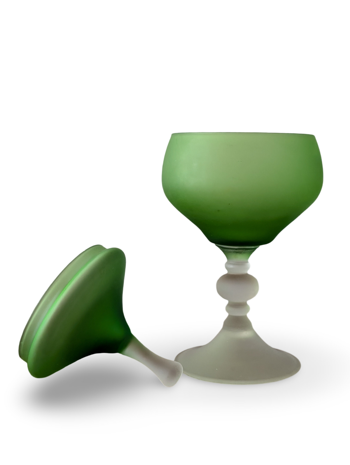 Vintage Carlo Moretti Green Satinato Glass Apothecary Jar – 1960s Murano, Italy (13" Tall) — additional view 4