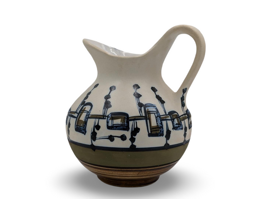 Harsa Israel Hand-Painted Jug – 9.5" Tall, Vintage Ceramic Art