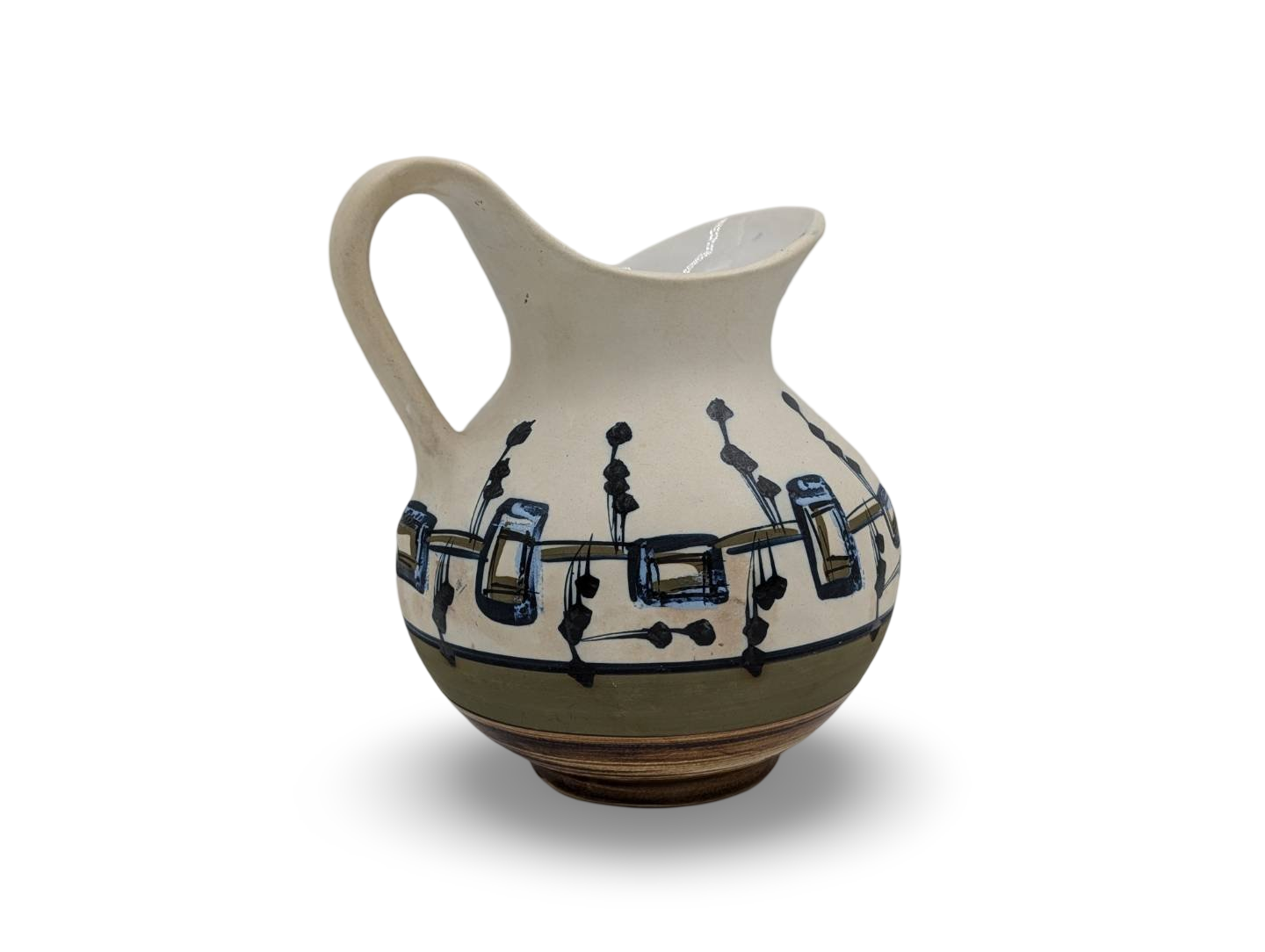 Harsa Israel Hand-Painted Jug – 9.5" Tall, Vintage Ceramic Art