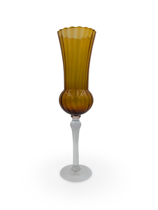 Tall Italian Art Glass Empoli Amber Goblet – 15.75" Tall