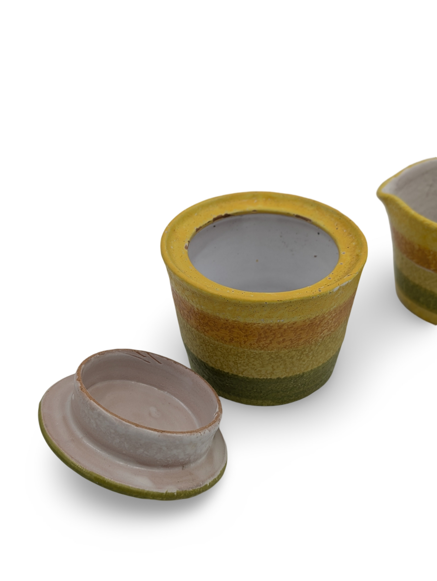 Vintage Mid Century Modern Italian Pottery Creamer & Sugar Bowl Set – 2.75" & 3" Tall