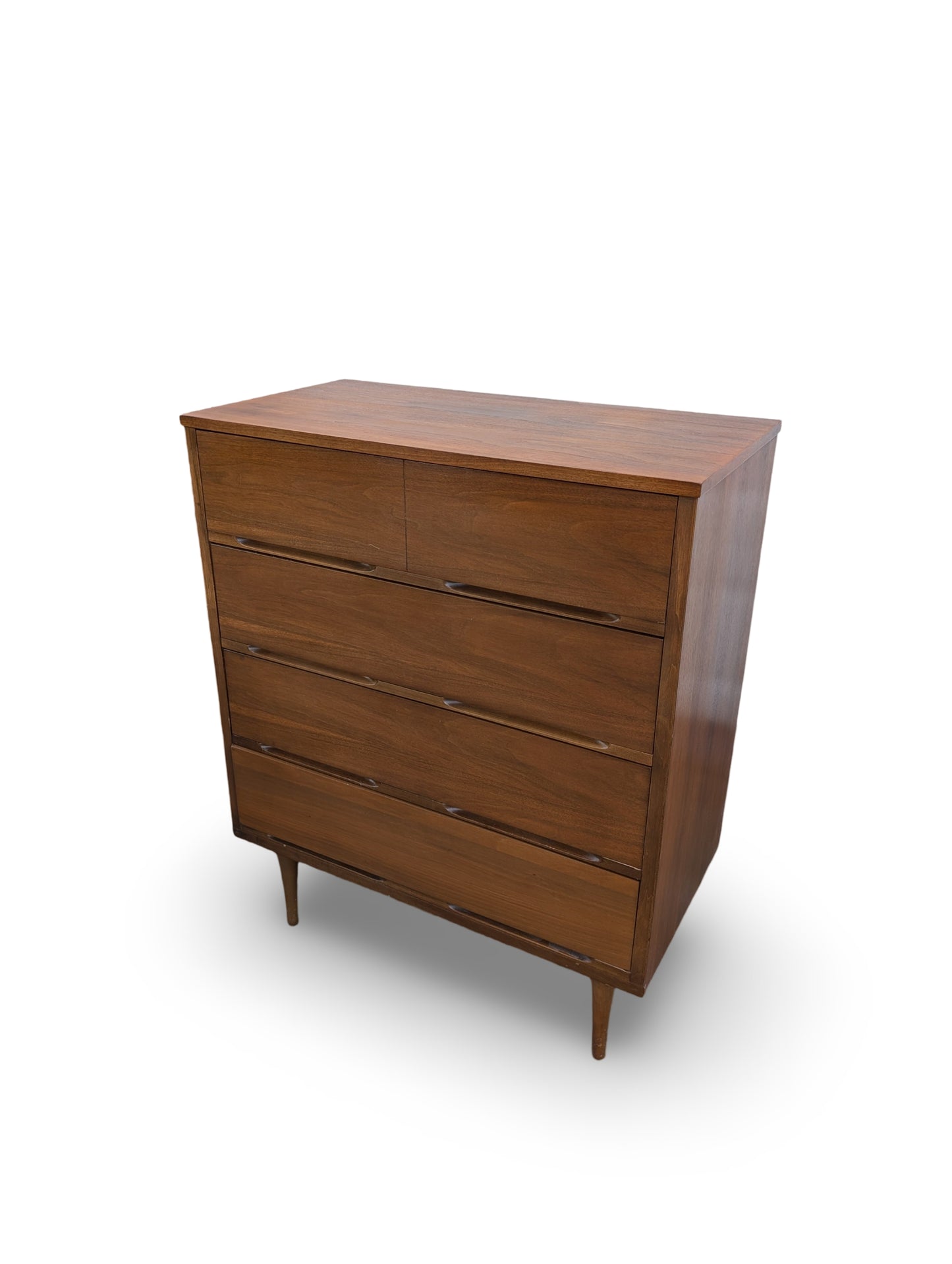 Minimalist Mid Century Modern Tall Walnut Dresser with 4 Drawers – Ample Storage & Sleek Design