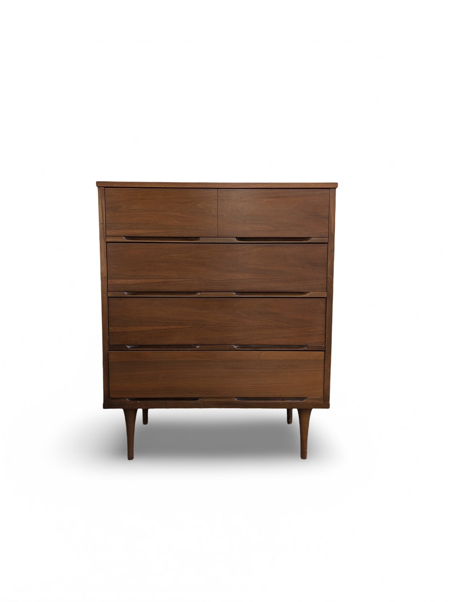 Minimalist Mid Century Modern Tall Walnut Dresser with 4 Drawers – Ample Storage & Sleek Design