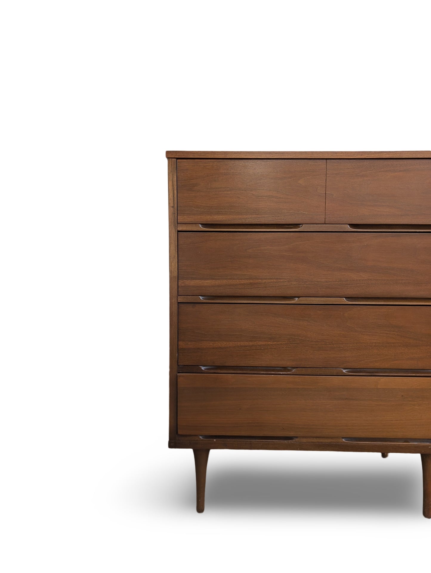 Minimalist Mid Century Modern Tall Walnut Dresser with 4 Drawers – Ample Storage & Sleek Design