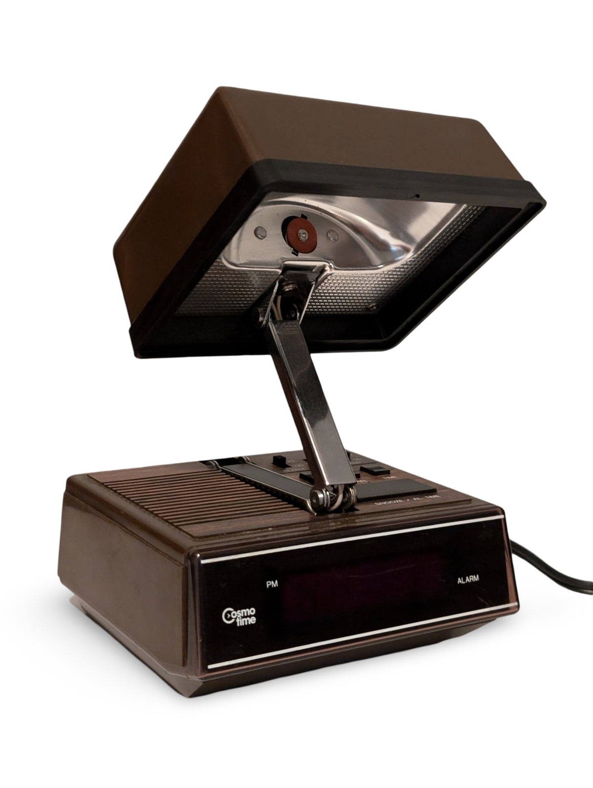 Vintage Cosmo Time Digital LED Alarm Clock Desk Lamp – Mod Design with Woodgrain Accent — additional view 2