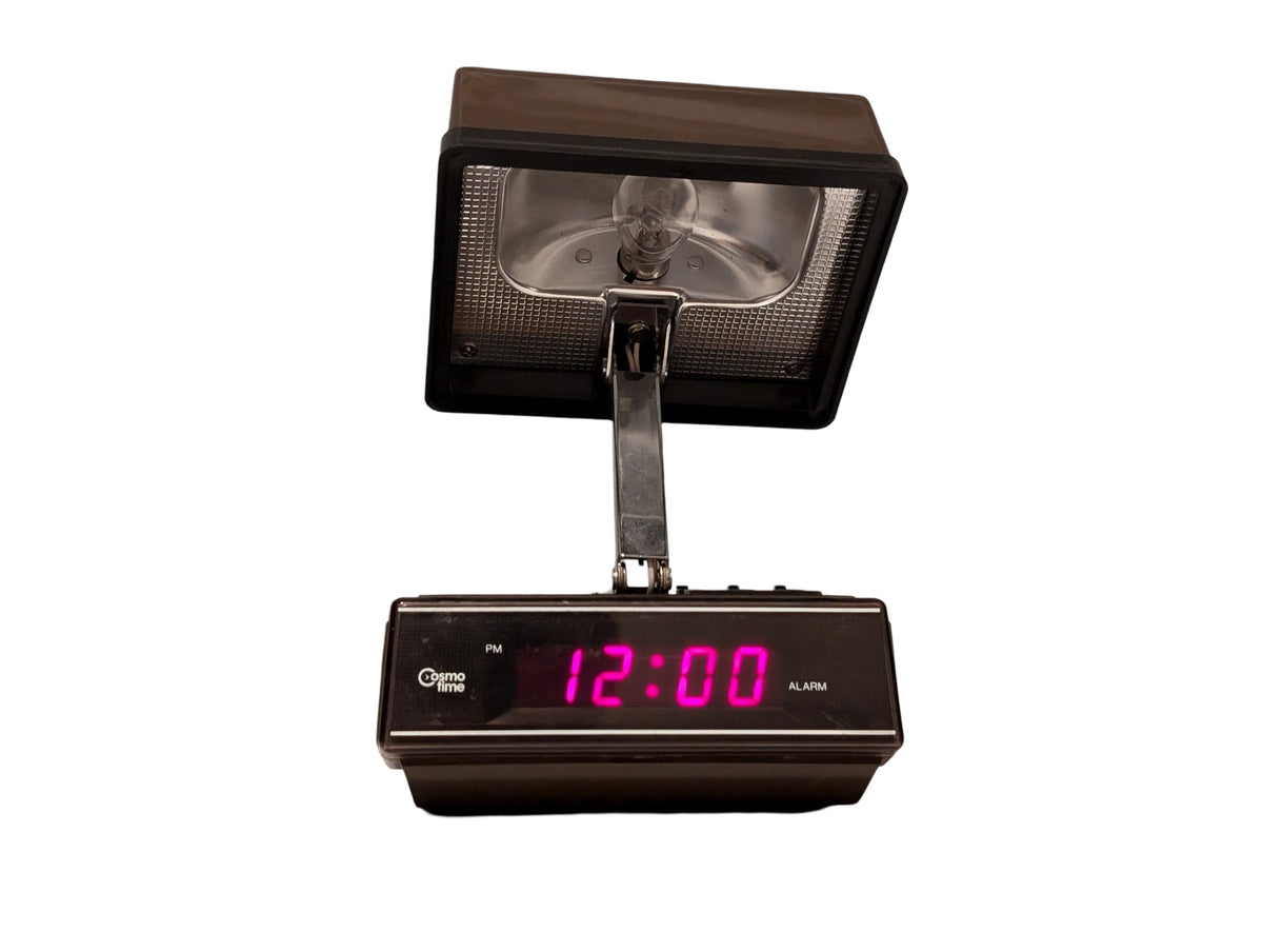 Vintage Cosmo Time Digital LED Alarm Clock Desk Lamp – Mod Design with Woodgrain Accent — additional view 3