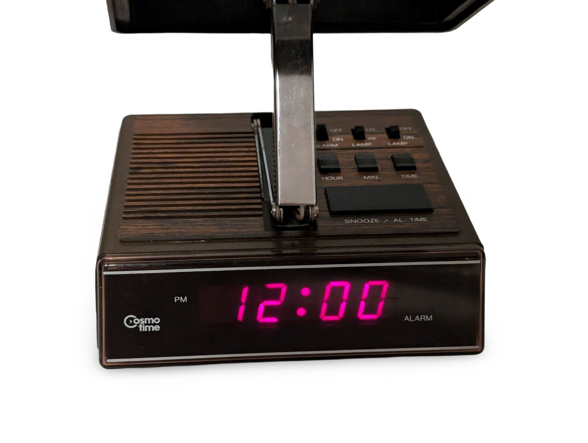 Vintage Cosmo Time Digital LED Alarm Clock Desk Lamp – Mod Design with Woodgrain Accent — additional view 4