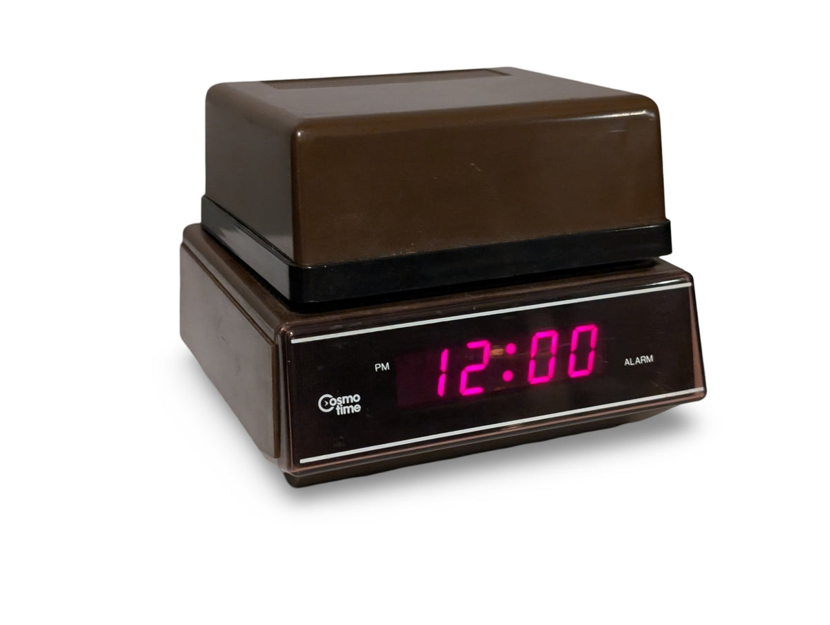 Vintage Cosmo Time Digital LED Alarm Clock Desk Lamp – Mod Design with Woodgrain Accent — additional view 5