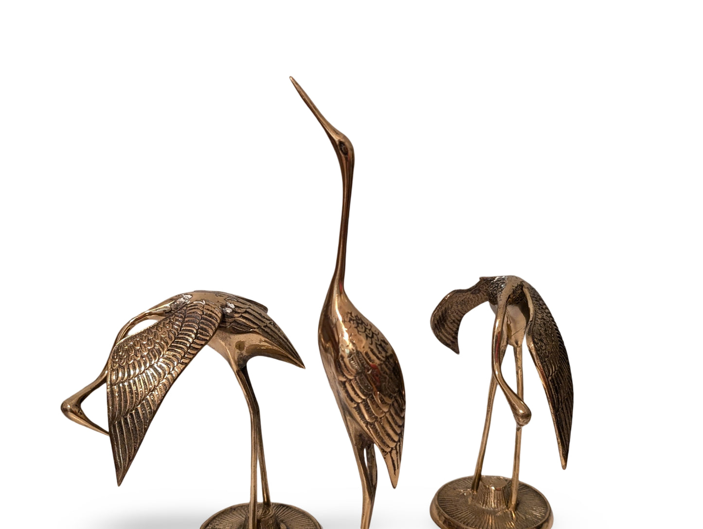 Set of 3 Vintage Mid-Century Modern Egrets Statues