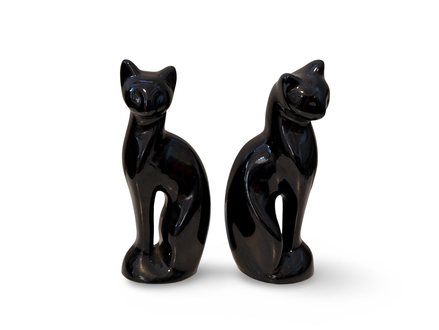 Pair of Vintage Ceramic Black Cats – Purrfect for Mid-Century Style!