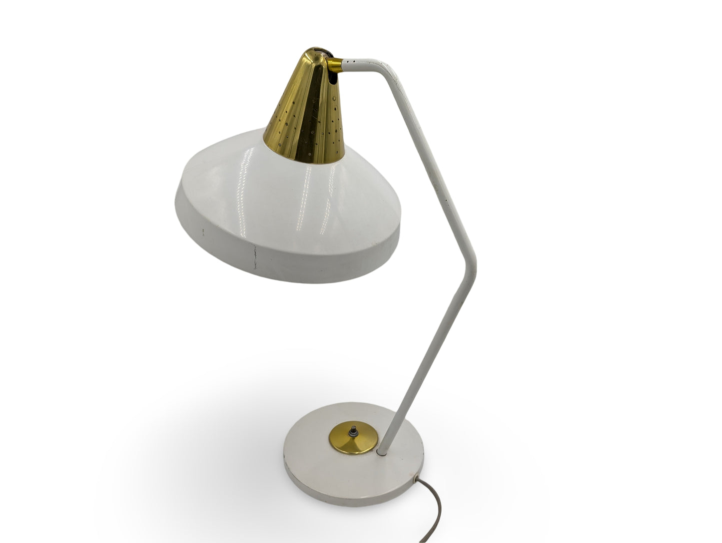 Vintage Mid-Century White Metal Desk Lamp by Bill Scarlett for Swivelier