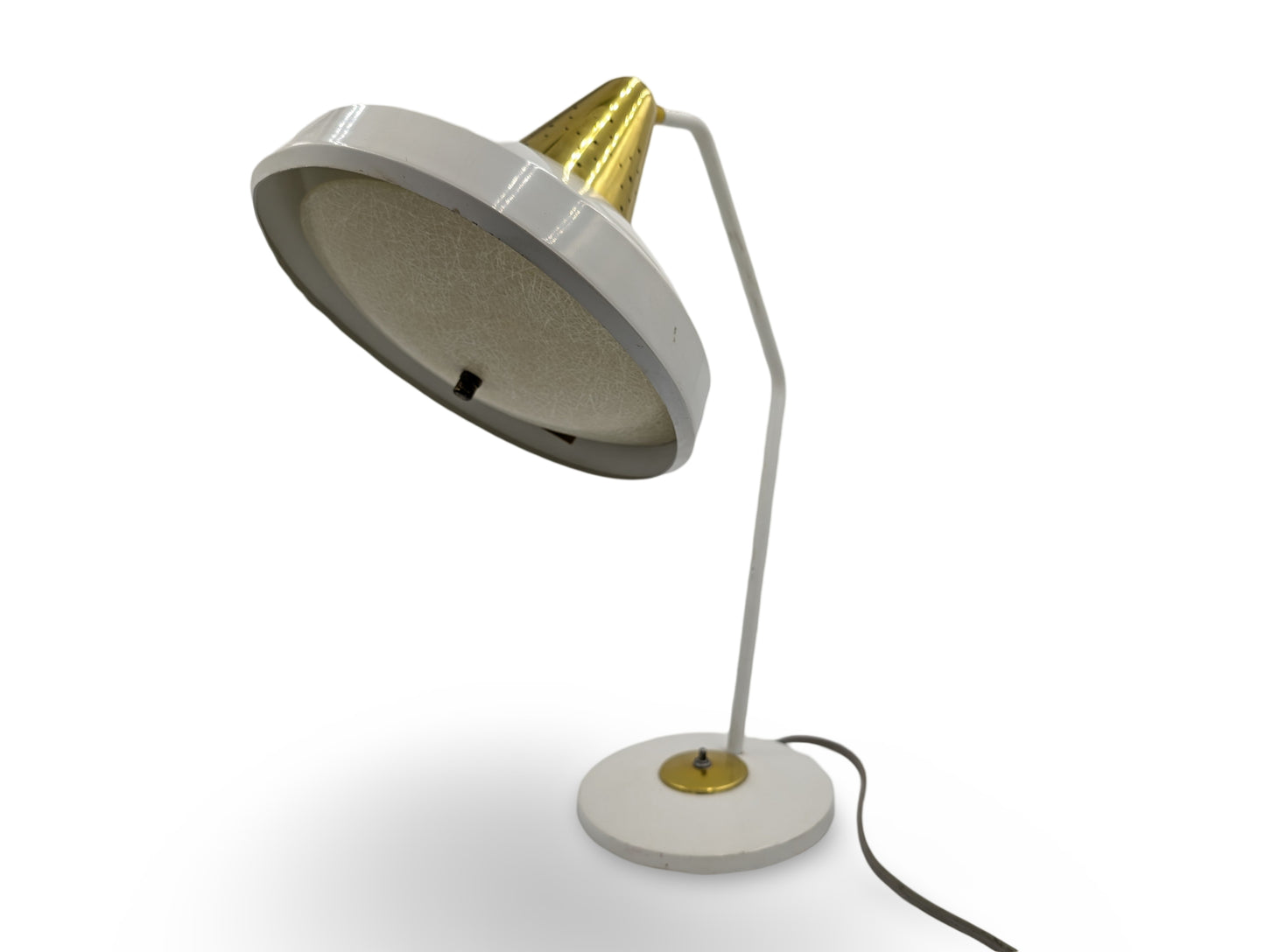 Vintage Mid-Century White Metal Desk Lamp by Bill Scarlett for Swivelier