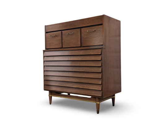 Vintage Mid-Century Modern Walnut Tall Dresser by American of Martinsville – Dania Line