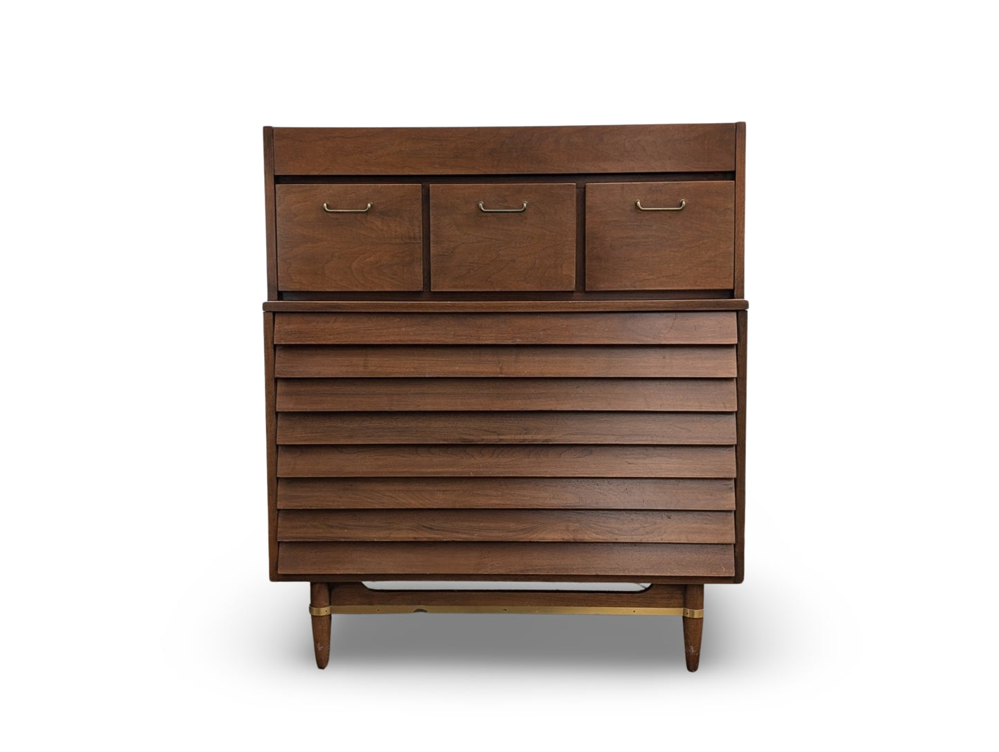 Vintage Mid-Century Modern Walnut Tall Dresser by American of Martinsville – Dania Line