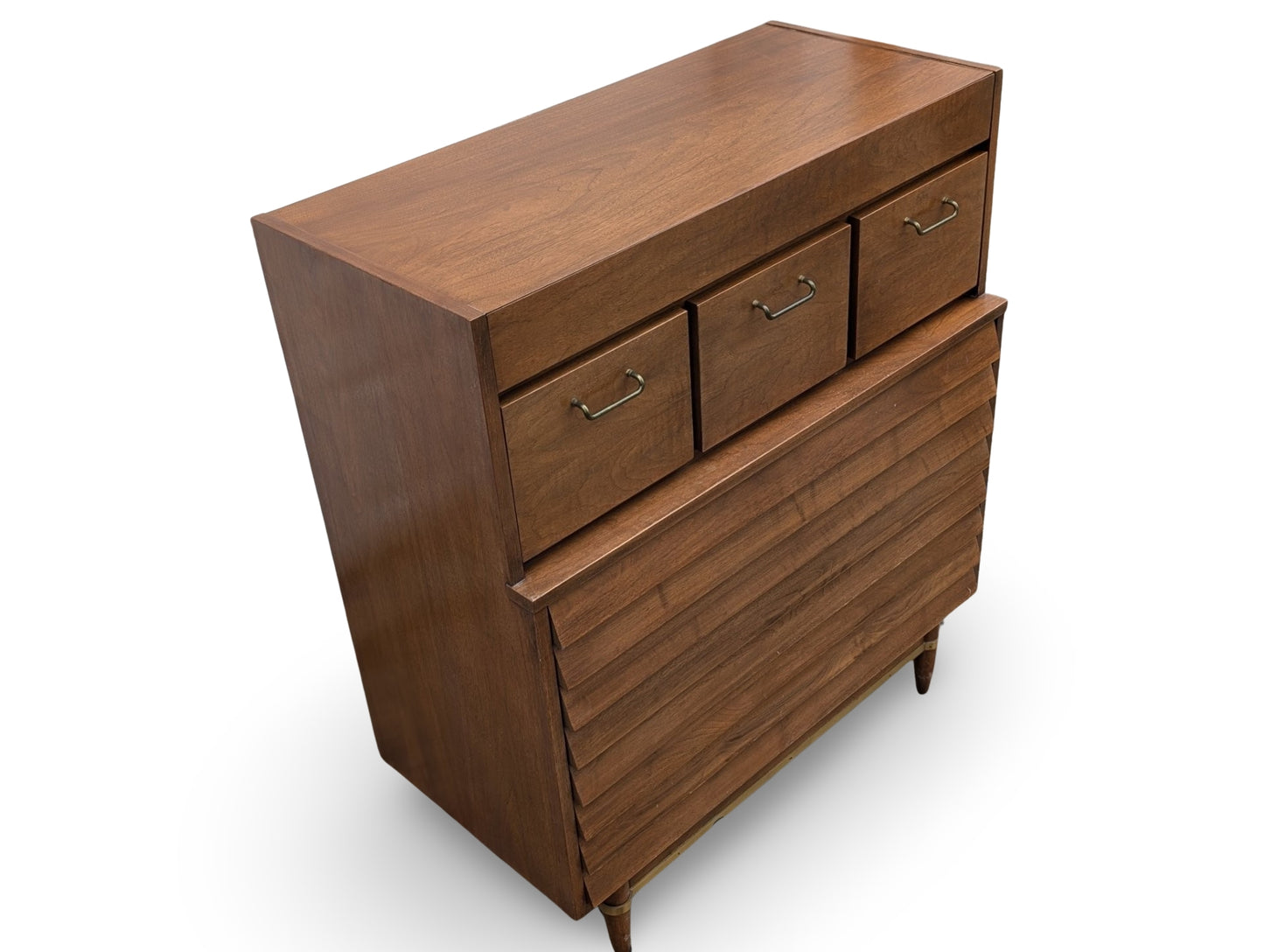 Vintage Mid-Century Modern Walnut Tall Dresser by American of Martinsville – Dania Line