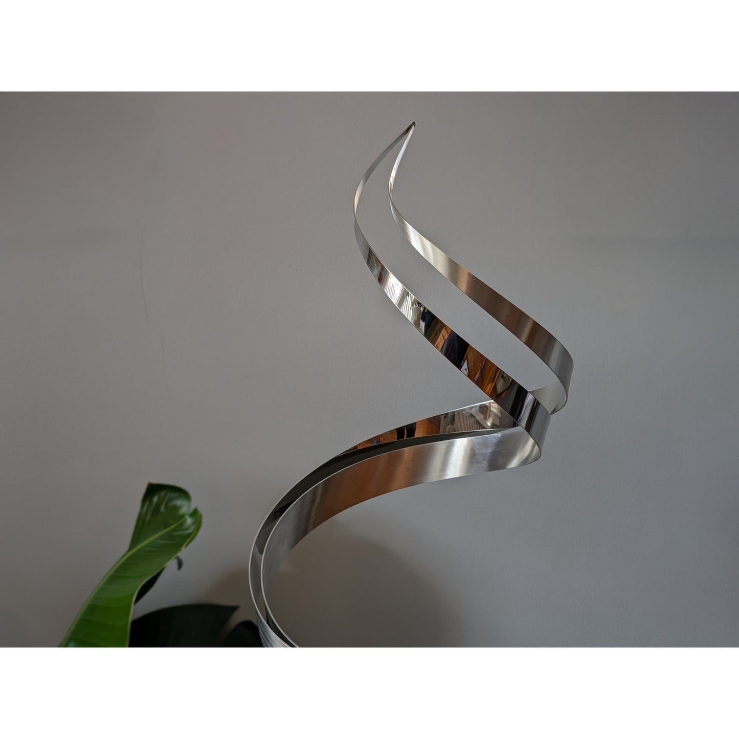 Vintage Curtis Jere Ribbon Swirl Sculpture with Heavy Base – Signed, 31" Tall