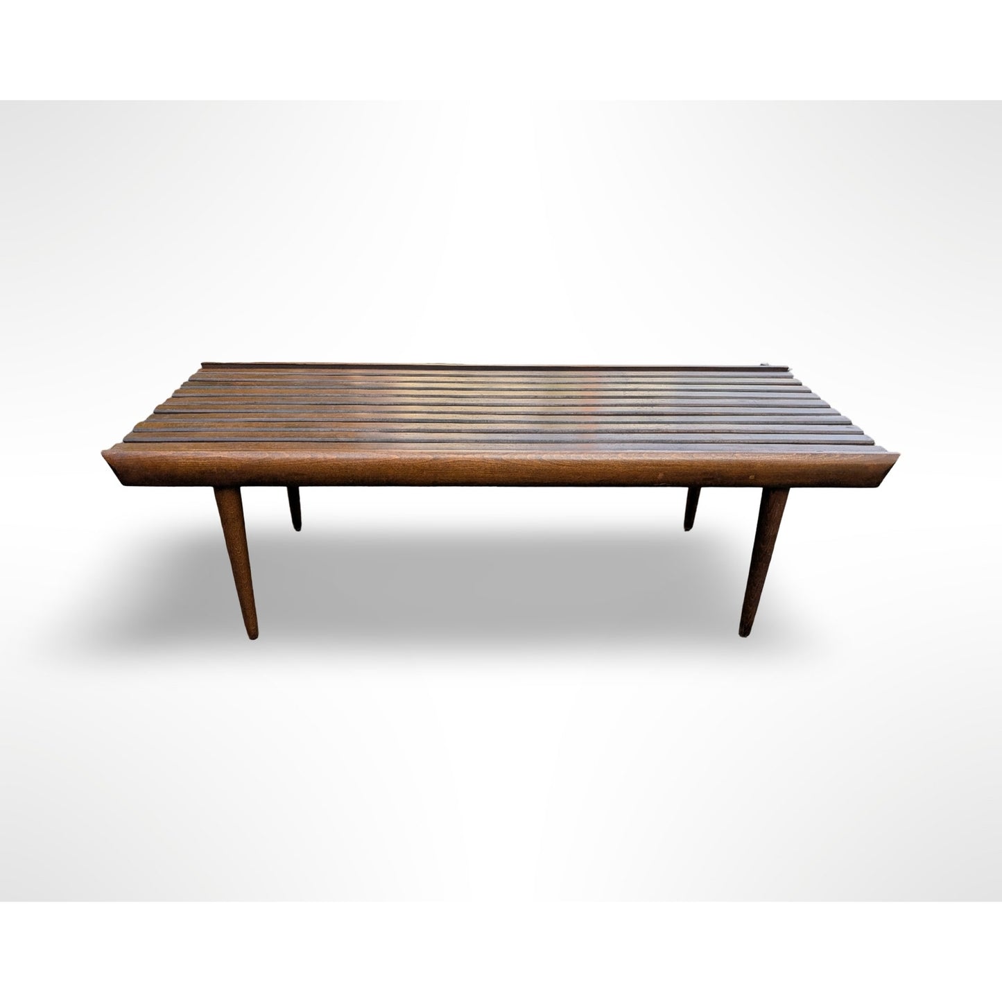 Vintage Yugoslavian Solid Wood Slat Bench Coffee Table Mid Century Modern