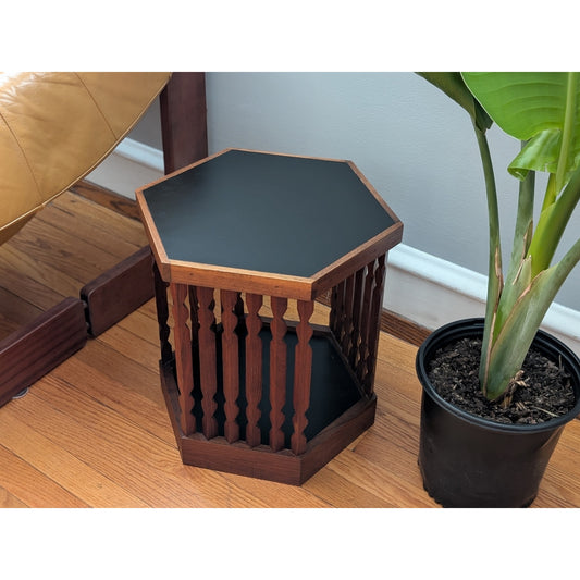 Vintage Mid-Century Modern Arthur Umanoff Walnut and Black Side Table