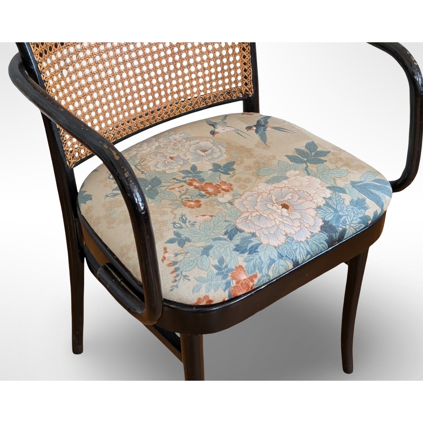 Vintage Prague Chair After Josef Hoffmann Asian Upholstery Accent Chair MCM