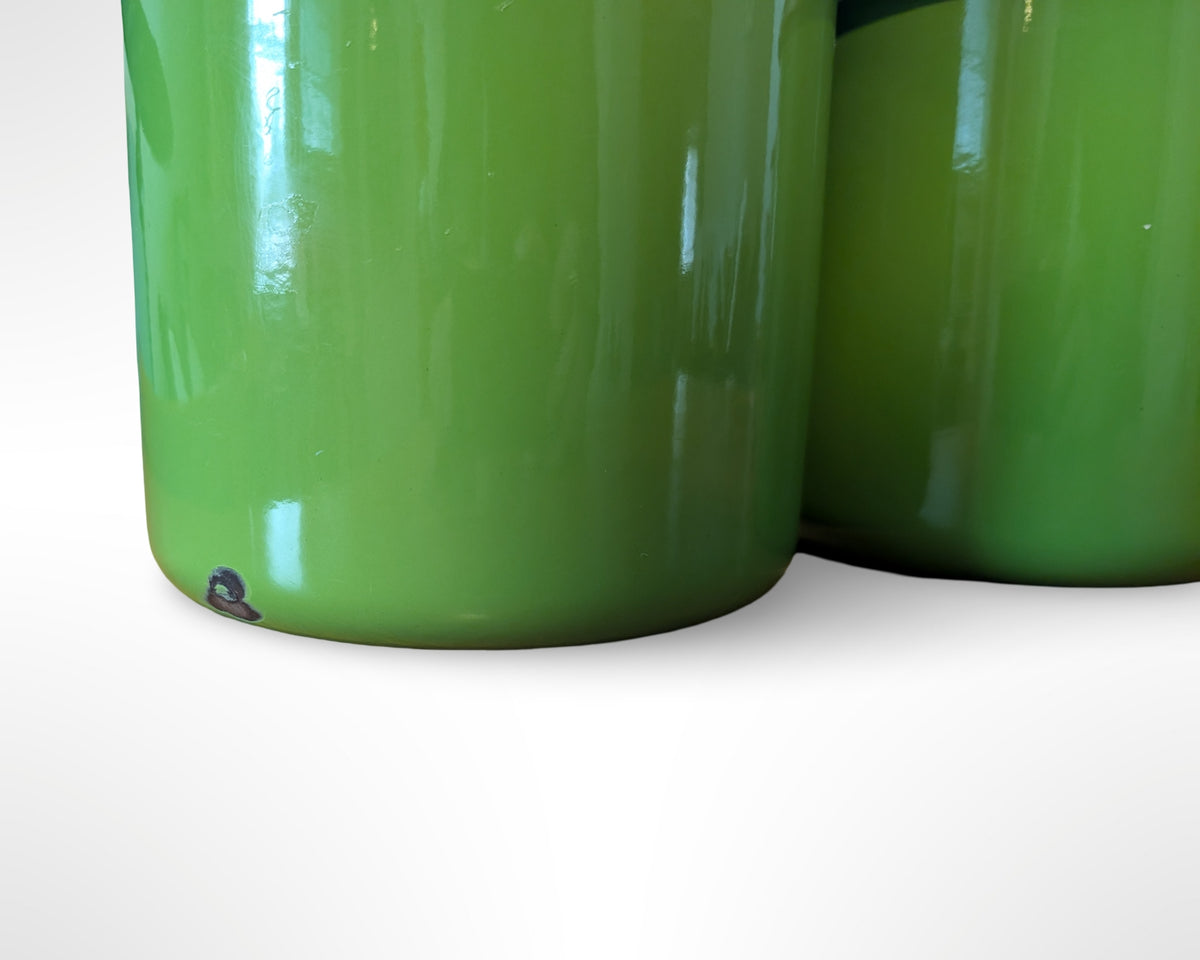 Vintage MCM Avocado Green Enameled Canister Set - Image 3