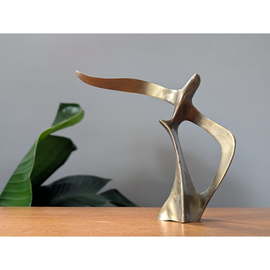Vintage Mid-Century Modern Solid Brass Seagull Sculpture